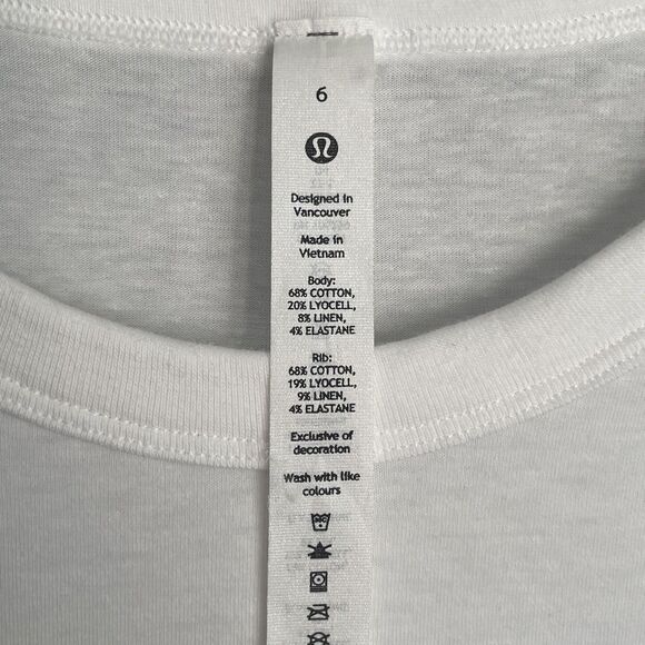 Lululemon Shirt Women’s 6 Crisp White Long Sleeve Pullover Linen Cotton Blend - Picture 3 of 8